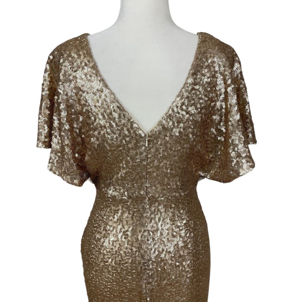 Revelry Gwen Sequin Gown Dress Champagne Gold 202 Size 10 Bridesmaid Elegant - Picture 8 of 16